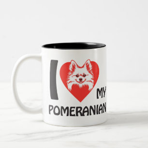 I Love My Pomeranian – Cute Fluffy Dog Lover Gift Two-Tone Coffee Mug