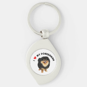 I Love My Pomeranian Cute Pomeranian Puppy Dog Art Key Ring