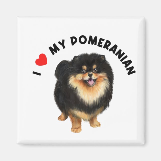 I Love My Pomeranian Cute Pomeranian Puppy Dog Art Magnet (Front)