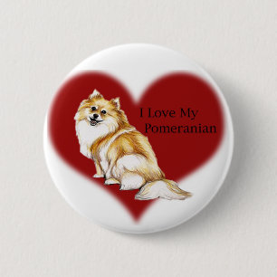 "I Love My Pomeranian" Dog Art Button