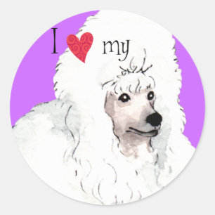I Love my Poodle Classic Round Sticker