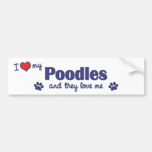 I Love My Poodles (Multiple Dogs) Bumper Sticker