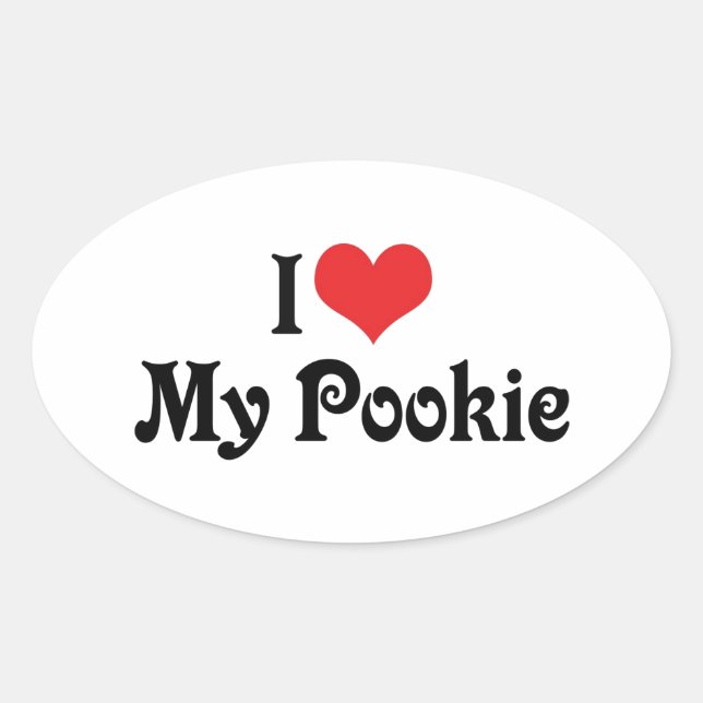 I Love My Pookie Oval Sticker (Front)