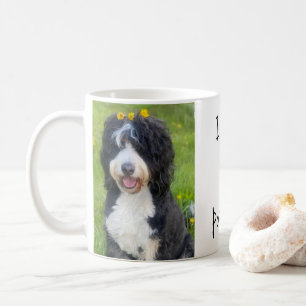 "I love my Pop Pop! "Whimsical dog in grass  Coffee Mug