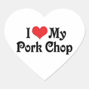 I Love My Pork Chop Heart Sticker