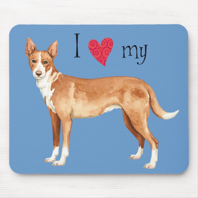 I Love my Portuguese Podengo Mouse Mat (Front)