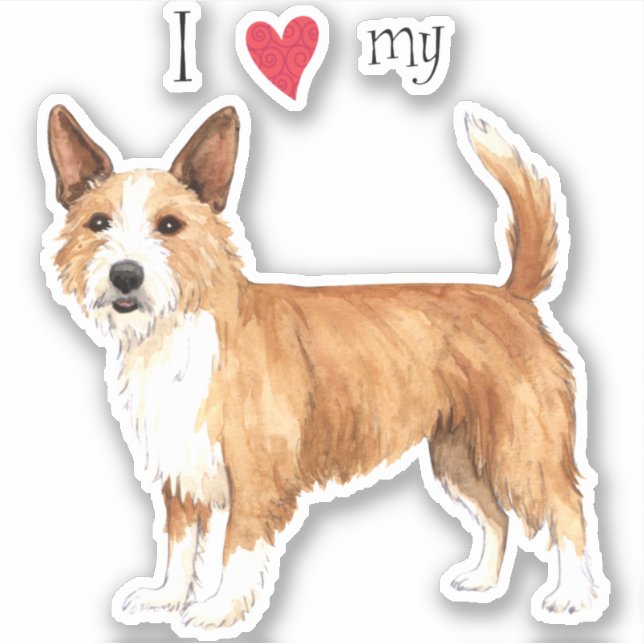 I Love my Portuguese Podengo Pequeno Vinyl Sticker (Front)
