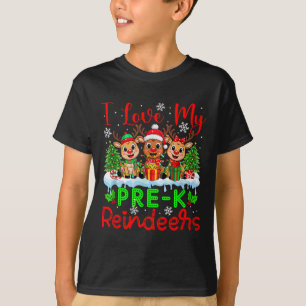 I Love My Pre-k Reindeers Christmas Teacher Studen T-Shirt