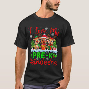 I Love My Pre-k Reindeers Christmas Teacher Studen T-Shirt