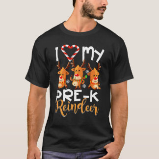 I Love My Pre k Reindeers Students Teacher Christm T-Shirt