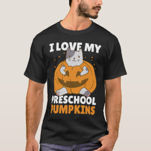 I Love My Preschool Pumkins with Cat for School T-Shirt