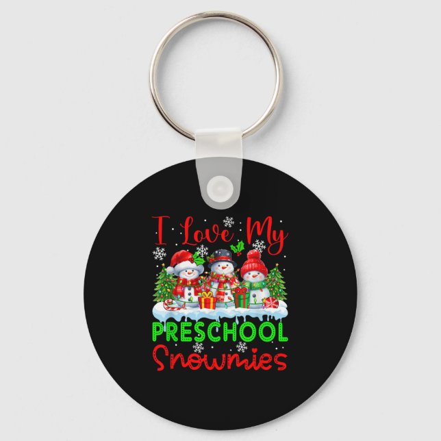 I Love My Preschool Snowmies Christmas Teacher Stu Key Ring (Front)