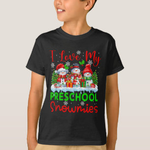 I Love My Preschool Snowmies Christmas Teacher Stu T-Shirt