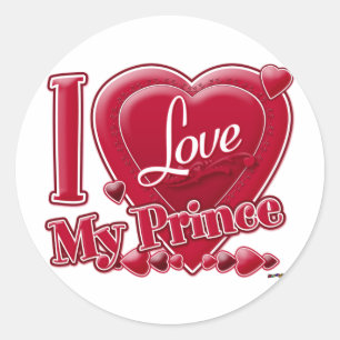 I Love My Prince red - heart Classic Round Sticker