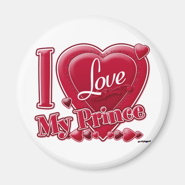 I Love My Prince red - heart Magnet (Front)