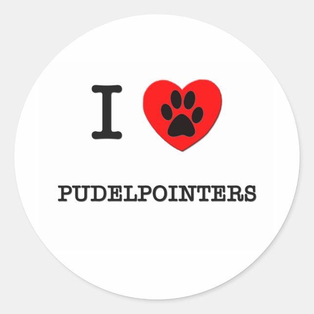 I LOVE MY PUDELPOINTERS CLASSIC ROUND STICKER (Front)