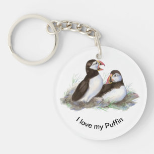 I love my Puffin Fun Quote Puffin Bird Art Key Ring