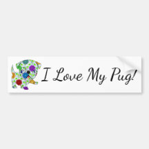 I Love My Pug Bumper Sticker