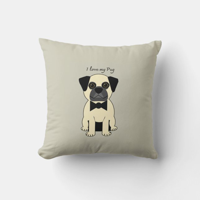 I Love My Pug Cushion (Front)