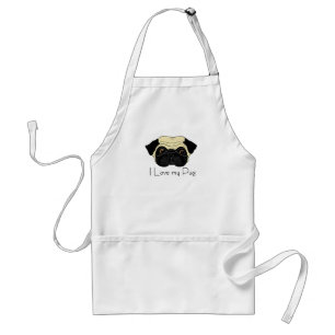 I Love My Pug Cute Pug and Love Quote Standard Apron