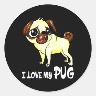 I Love My Pug Funny Gift Classic Round Sticker