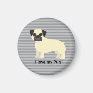 I love my Pug Gray Lined Magnet