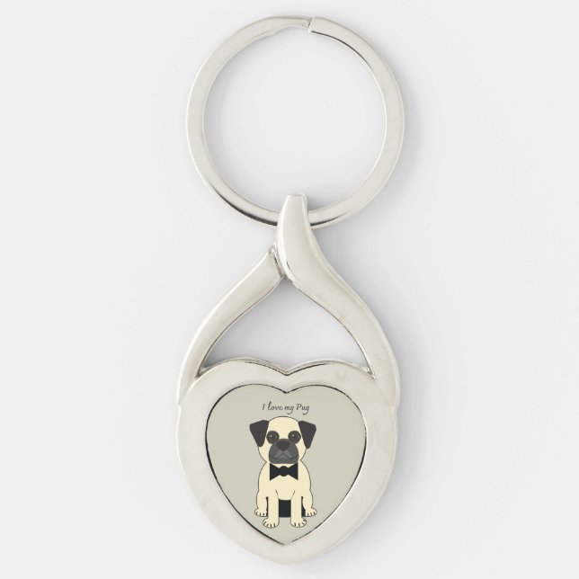I Love My Pug Key Ring (Front)