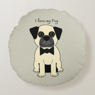 I Love My Pug Round Cushion