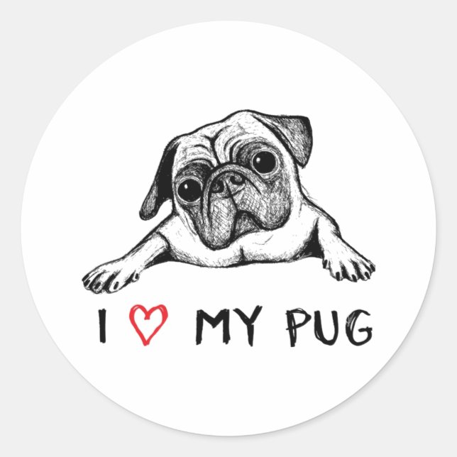 I Love My Pug Stickers (Front)