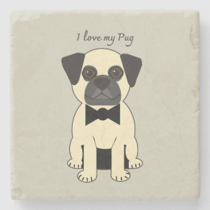 I Love My Pug Stone Coaster
