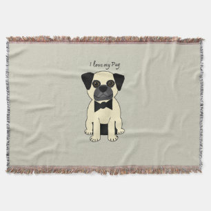I Love My Pug Throw Blanket