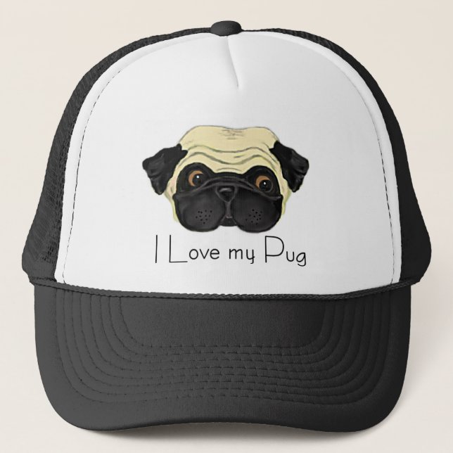 I Love my Pug Trucker Hat (Front)