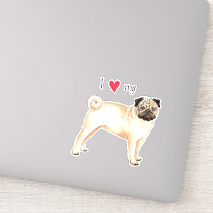 I Love my Pug Vinyl Sticker