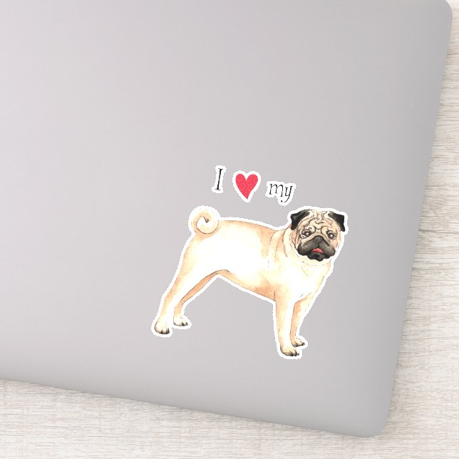 I Love my Pug Vinyl Sticker (Detail)