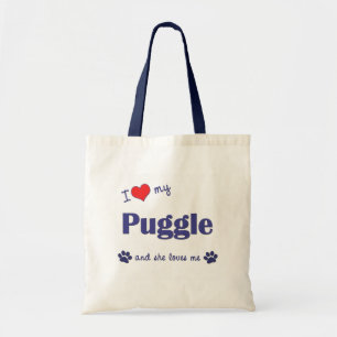 I Love My Puggle (Female Dog) Tote Bag