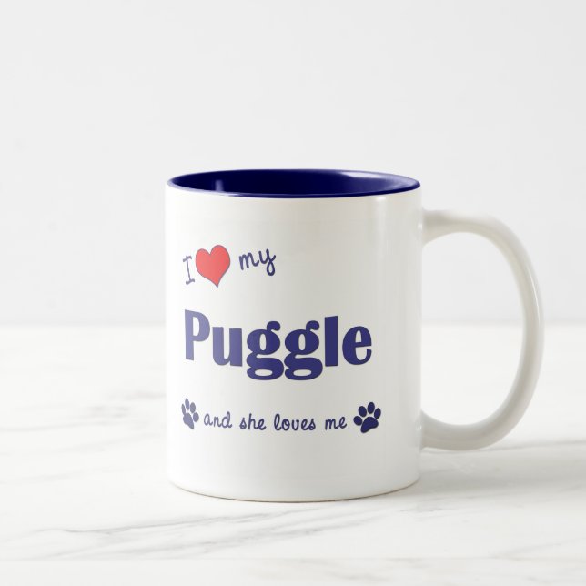 I Love My Puggle (Female Dog) Two-Tone Coffee Mug (Right)
