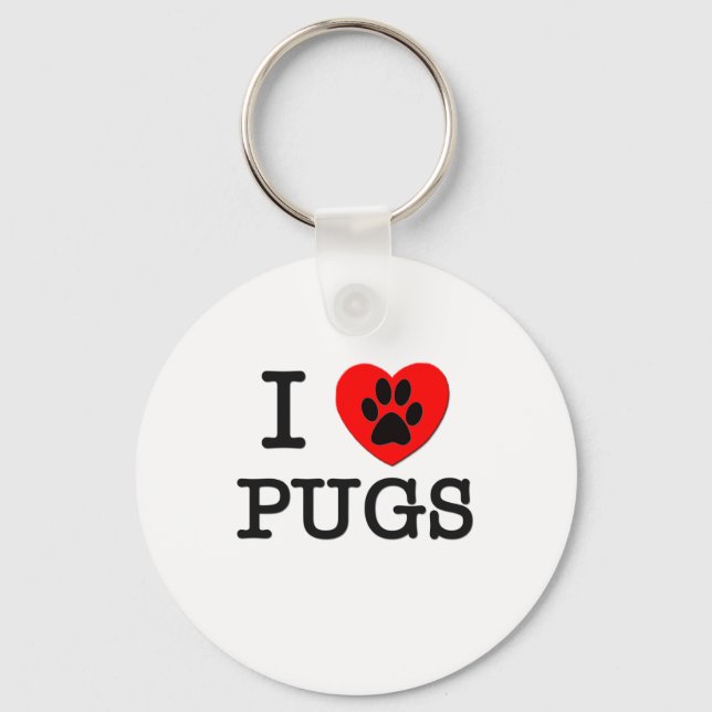 I LOVE MY PUGS KEY RING (Front)