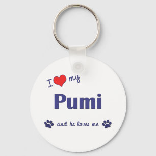 I Love My Pumi (Male Dog) Key Ring