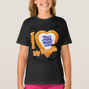 I Love My Pumpkin With Your Photo With Bats T-Shirt