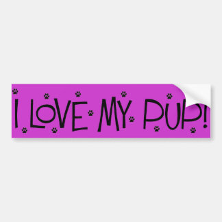 I love My Pup Bumper Sticker in Purple