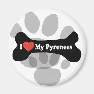 I Love My Pyrenees - Dog Bone Magnet