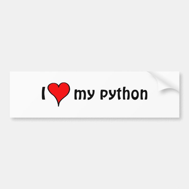I Love My Python Bumper Sticker (Front)