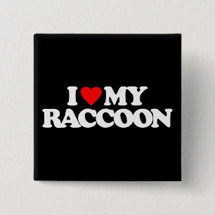 I LOVE MY RACCOON 15 CM SQUARE BADGE