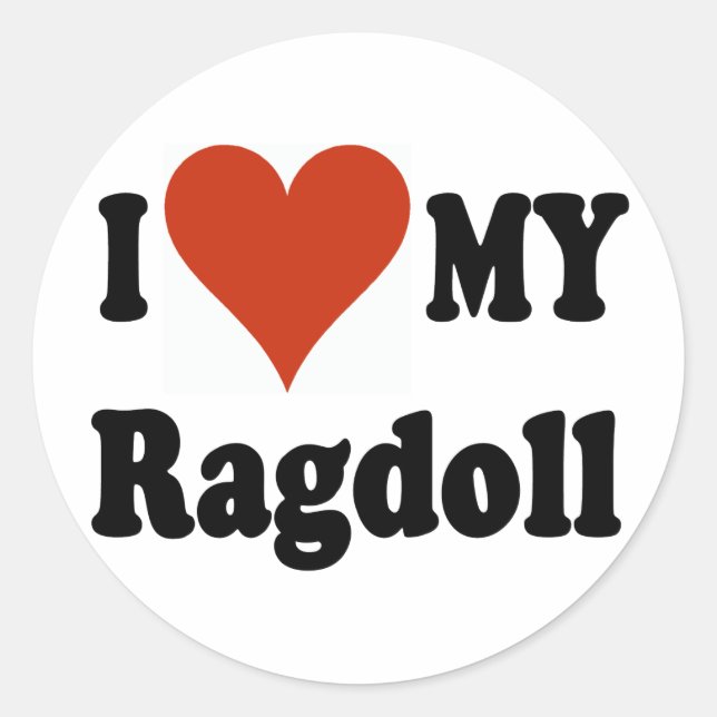 I Love My Ragdoll Cat Merchandise Classic Round Sticker (Front)