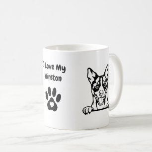 I Love my RAT TERRIER   Dog Name & Paw Print Coffee Mug