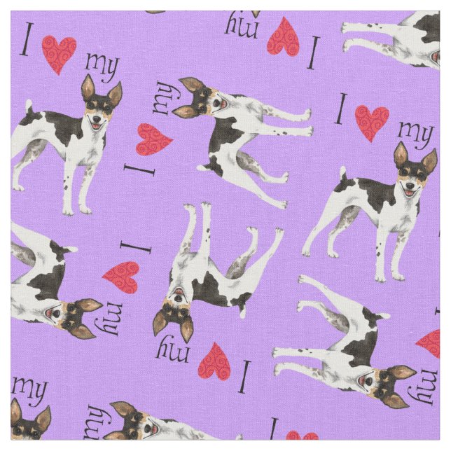 I Love my Rat Terrier Fabric (Close Up)
