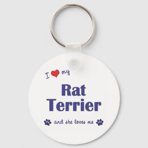 I Love My Rat Terrier (Female Dog) Key Ring