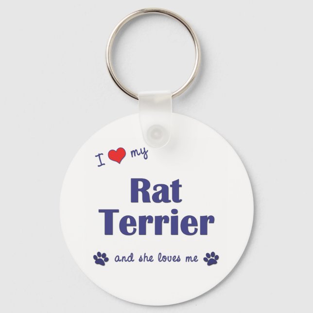 I Love My Rat Terrier (Female Dog) Key Ring (Front)