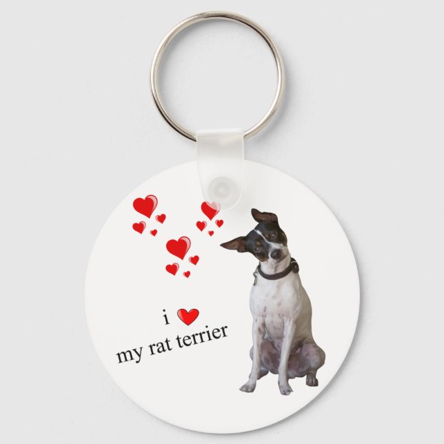 I Love my Rat Terrier Key Ring (Front)