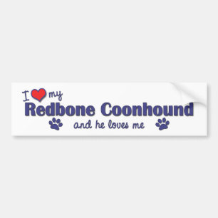 I Love My Redbone Coonhound (Male Dog) Bumper Sticker
